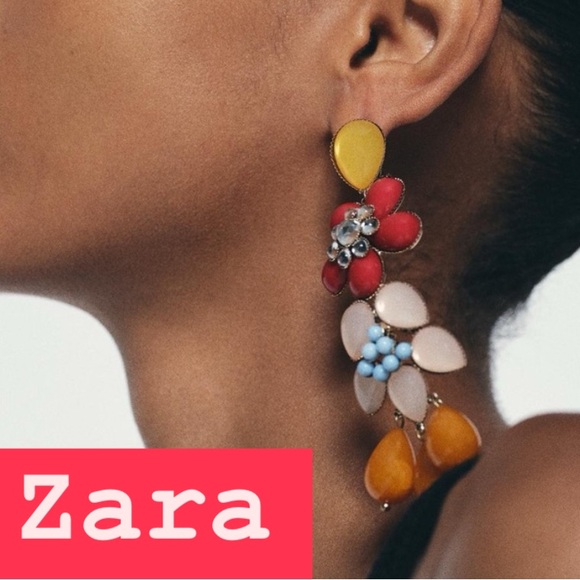 ZARA SUMMER NWT 2024 COLLECTION JEWEL FLOWER EARRINGS - Picture 1 of 4